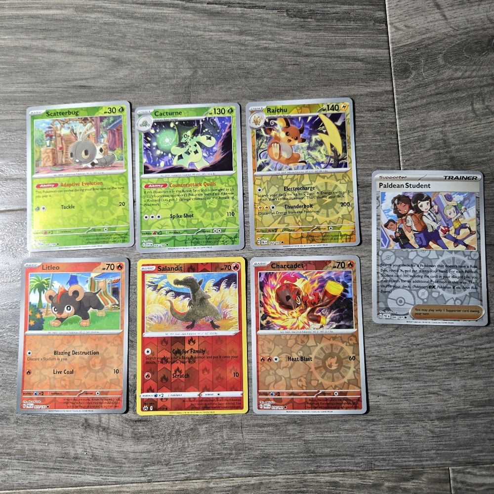 Pokémon Trading Card Reverse Holo Set X7